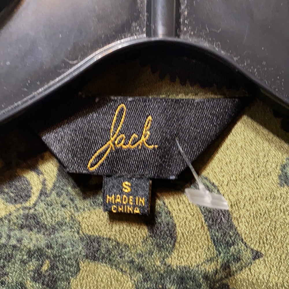 Jack Polyester Olive/Black Button-Down Bls. Sz S - image 6